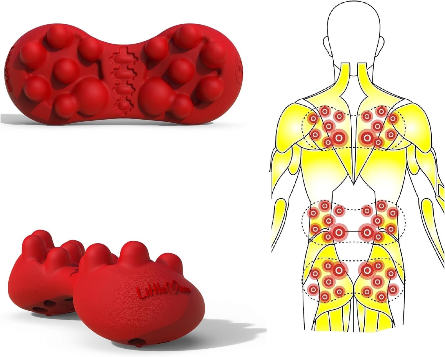 LittleMum Back & Hip Trigger Point Massager for Piriformis, QL, Buttock and Back Muscle Knots, Myofascial Release Tool for Lower-Back Pain, Tightness, Deep Gluteal Tension