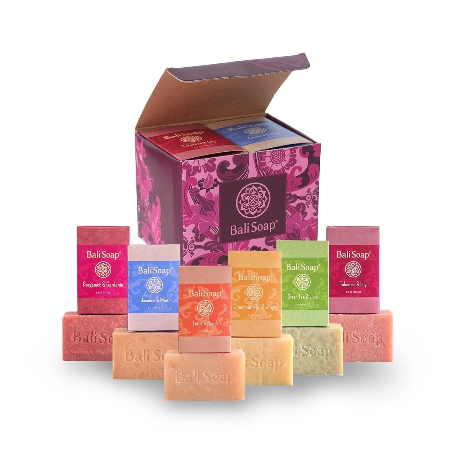 Bali Soap Natural Women’s Soap Gift Set – 6 Pack Handmade Cold Process Bar Soap for Women, Feminine Floral Collection with Essential Oils – for Mother’s Day, Birthday, Spa Gift