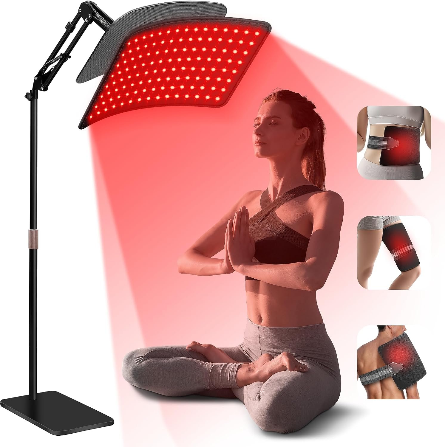 INTEO Red Light Therapy for Body and Face, 2-in-1 Red Light Therapy with Detachable, Infrared Light Therapy Lamp 660nm 850nm for Body at Home with Protective Glasses Elastic Strap, 46.5in Height