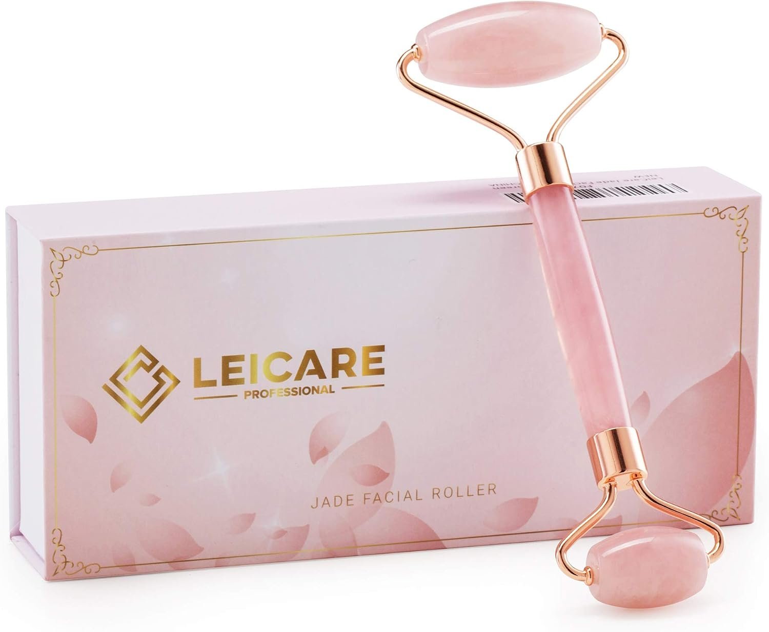Jade Roller for Face – Rose Quartz Face Roller Skin Care – Stone Facial Roller, Face Massager for Women, Relieve Stress, Remove Wrinkles Eye Puffiness