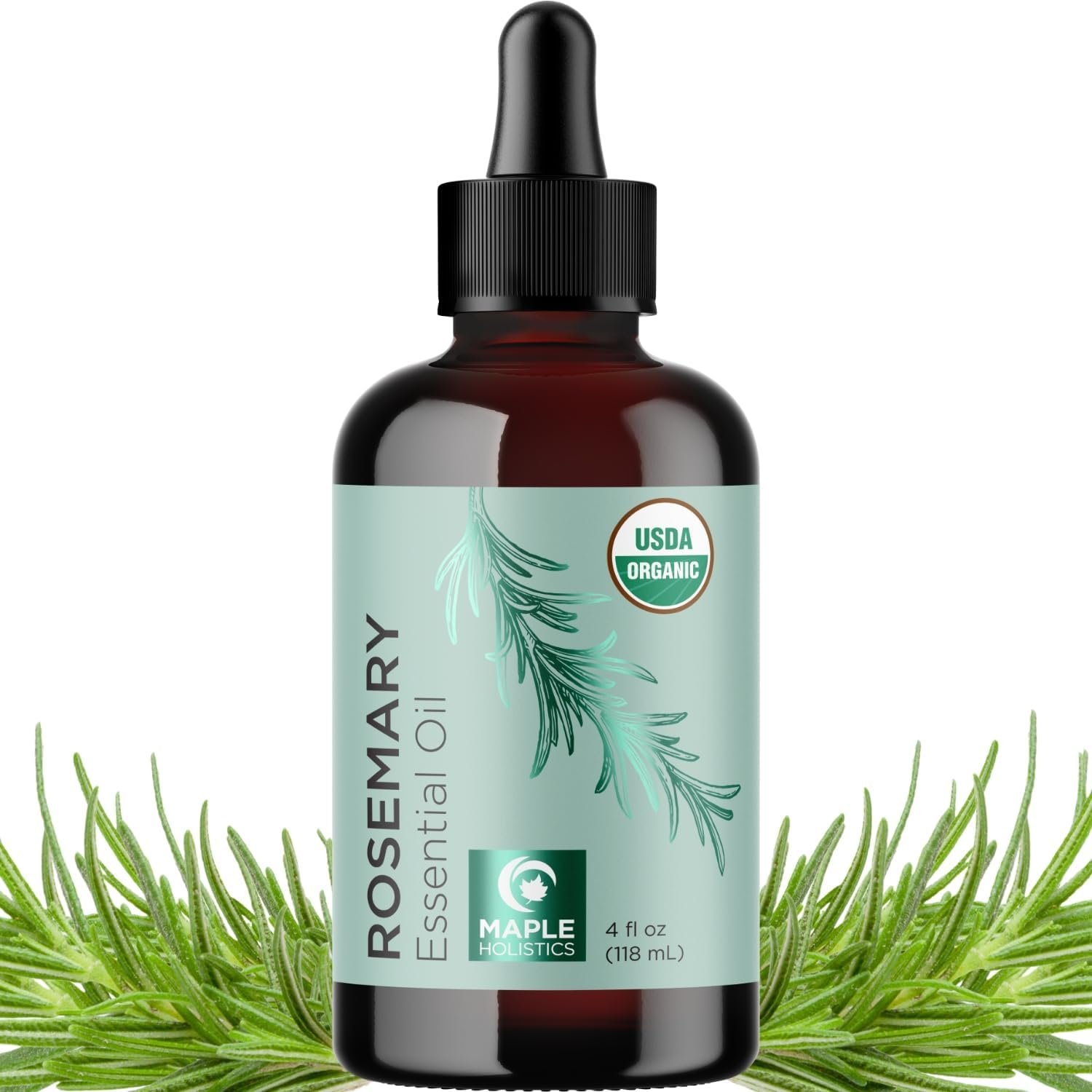 Certified Organic Rosemary Oil for Hair – Extra Large 100% Pure USDA Organic Rosemary Essential Oil for Hair Skin and Nails – Oil for Dry Scalp Treatment and Enhanced Volume and Shine