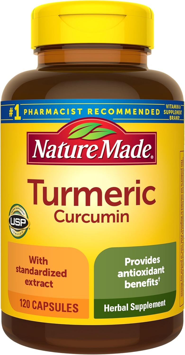 Nature Made Turmeric Curcumin 500 mg, Turmeric Curcumin Supplement for Antioxidant Support, Herbal Supplements, 120 Capsules, 120 Day Supply