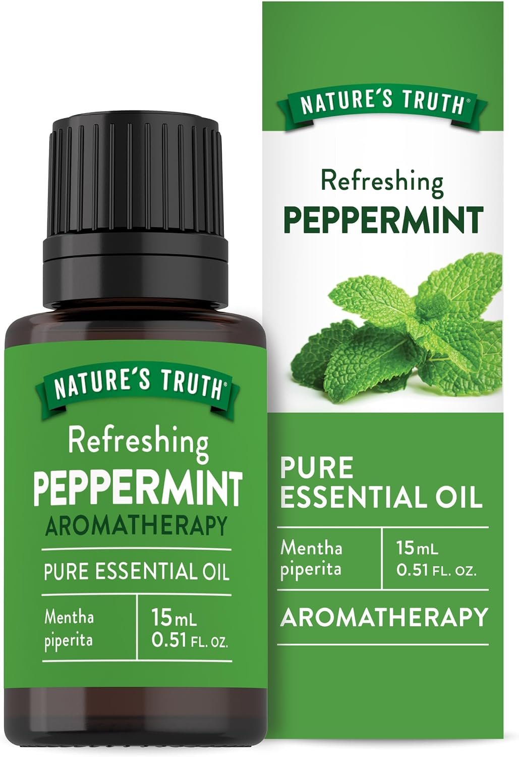 Nature’s Truth Peppermint Essential Oil | 15 mL | Invigorating Peppermint Scent | for Diffusers and Aromatherapy | Plant Based, Non-GMO & Gluten Free