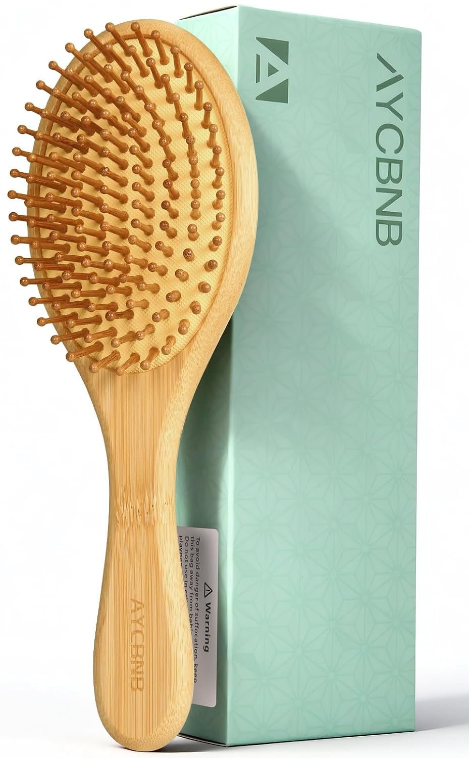 AYCBNB Bamboo Hair Brush for Hair Growth, Detangler Hairbrush with Natural Bamboo Bristles, Wooden Paddle Brush for Scalp Massage, All Hair Types, for Women, Men, and Kids