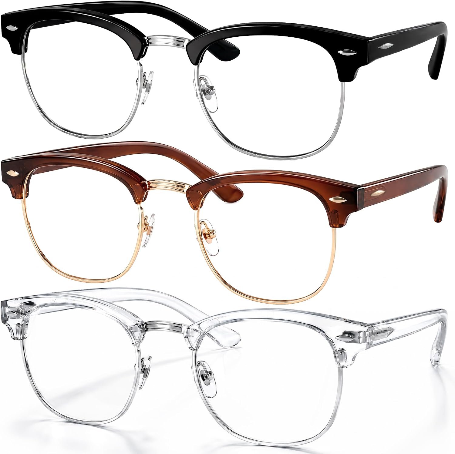 racico Blue Light Glasses for Men & Women – Mixed Material + Metal Frames with UV Protection Coating