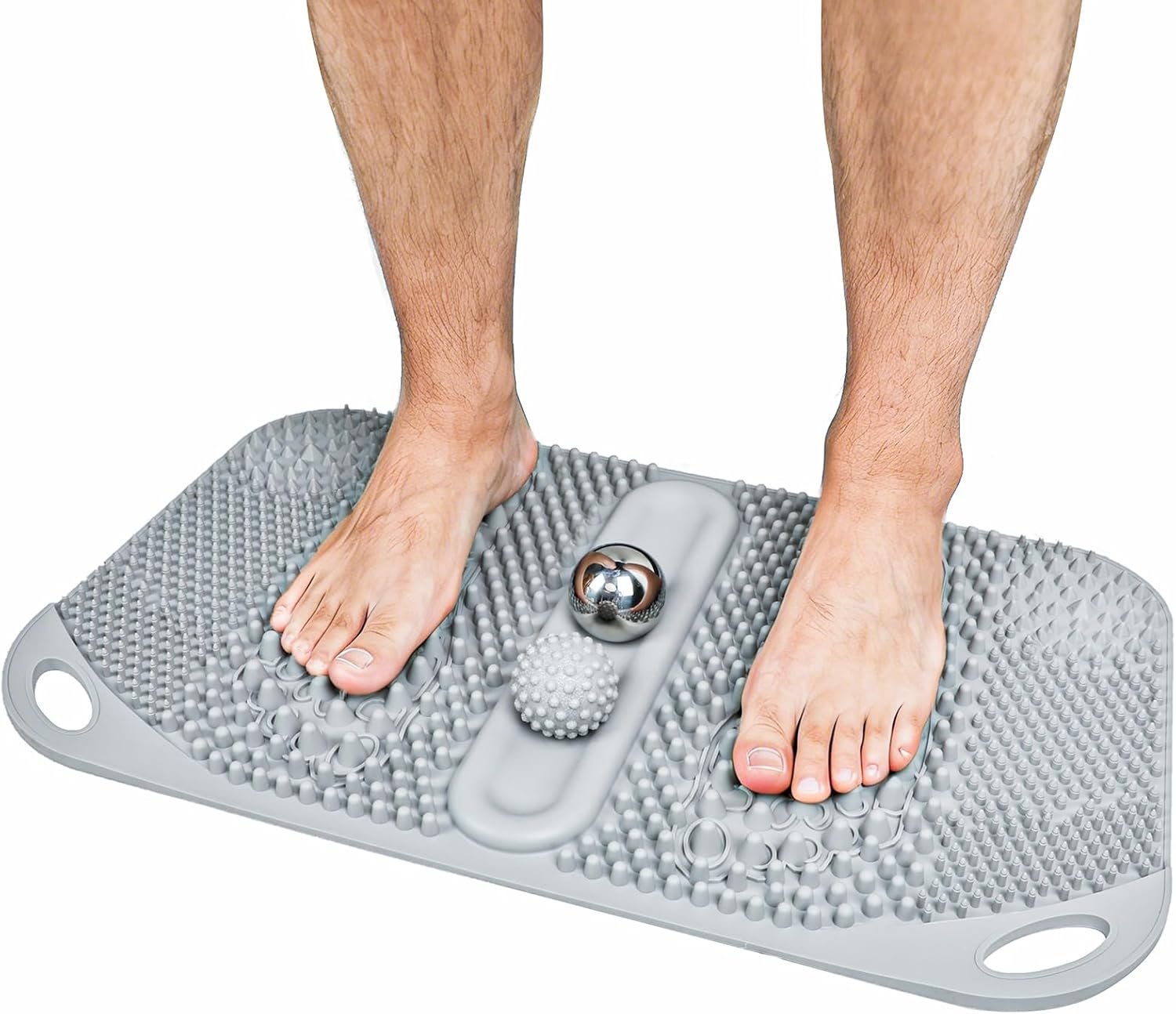 FREATECH Foot Massage Acupressure Mat with Massage Balls for Foot Pain & Plantar Fasciitis Relief, Zoned Reflexology Pressure Point Mat for Sitting & Standing, Safe Food-Grade Silicone, 22” x 13”