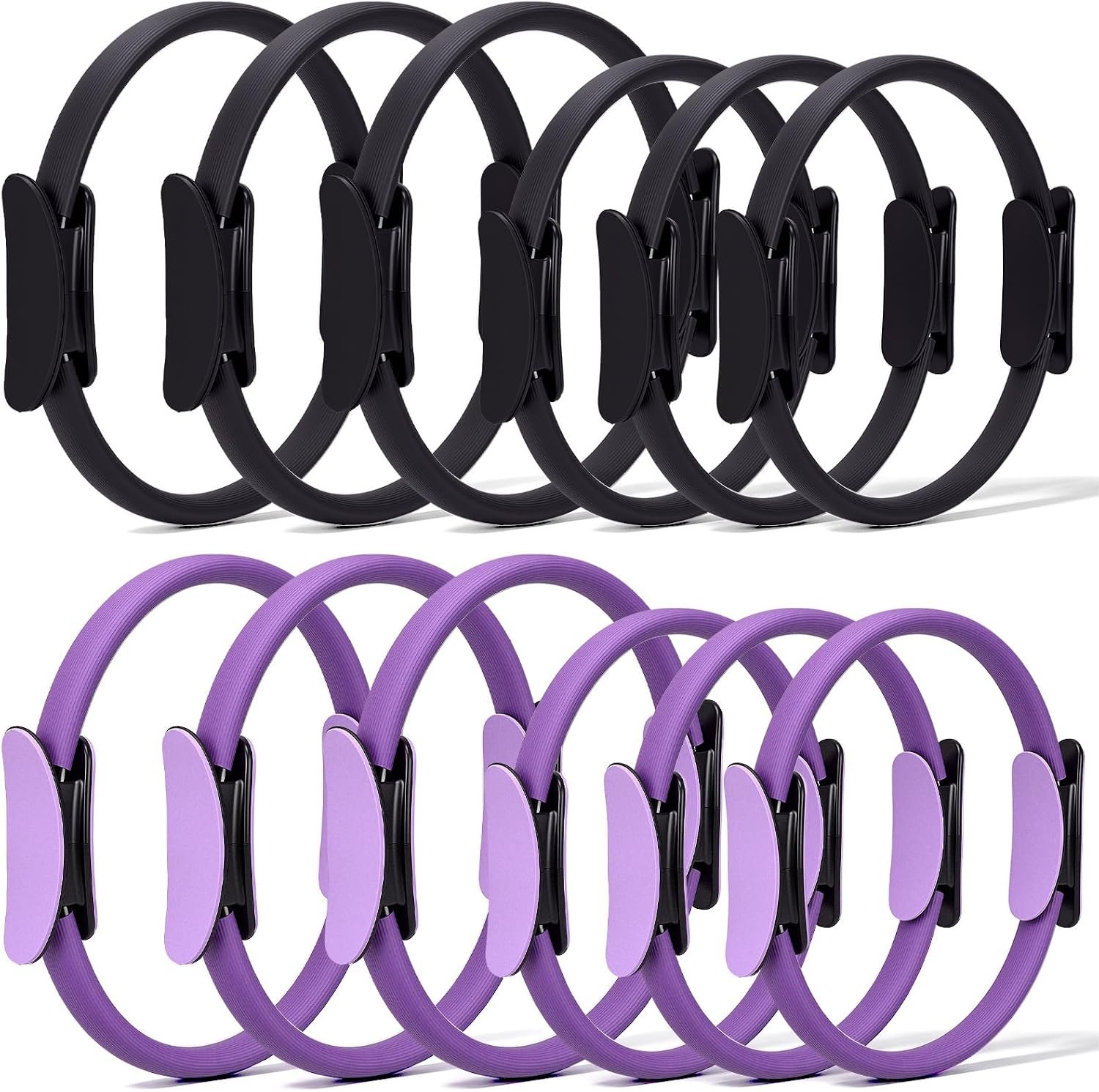 12 Pcs Pilates Rings 14 Inch and 12 Inch Exercise Ring Magic Circle Yoga Ring Lightweight Flexible Workout for Fitness Training Physical Therapy Full-Body Toning and Shaping