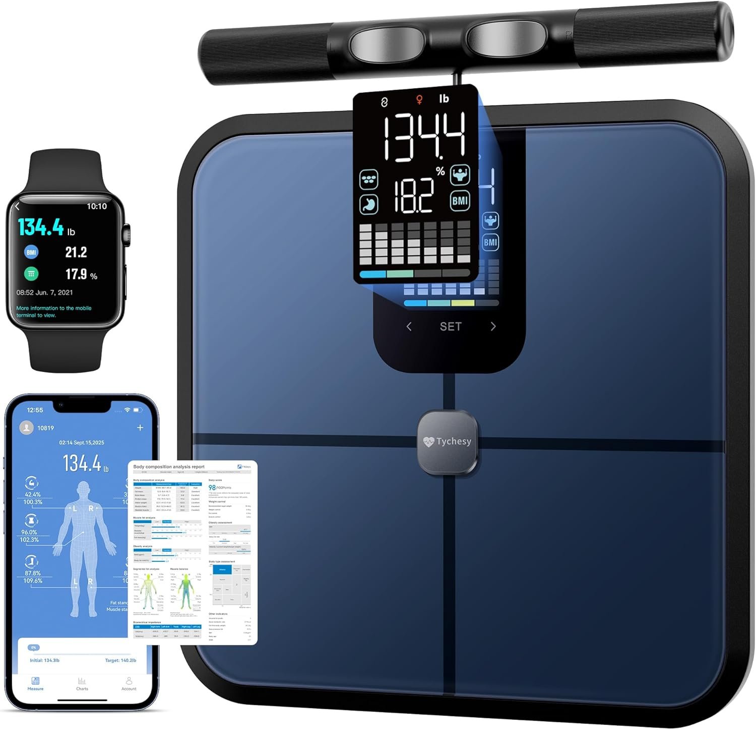 Smart Scale for Body Weight, 8-Electrode Body Composition Scale for Weight Loss — BMI, Muscle Mass, Body Fat, 24 User Profiles, FSA&HSA Eligible, DEXA-Comparable at Home