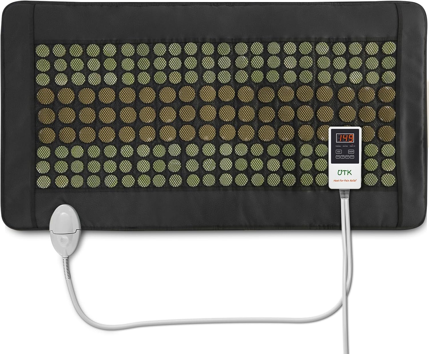 UTK Far Infrared Heating Pad for Back, 5X Deeper Pain Relief for Full Back, Thigh, Hip, Muscle, Hotter to 149℉, Weighted Electric Mat with Jade Tourmaline Stones, 22″ x 39″ Extra-Large Size