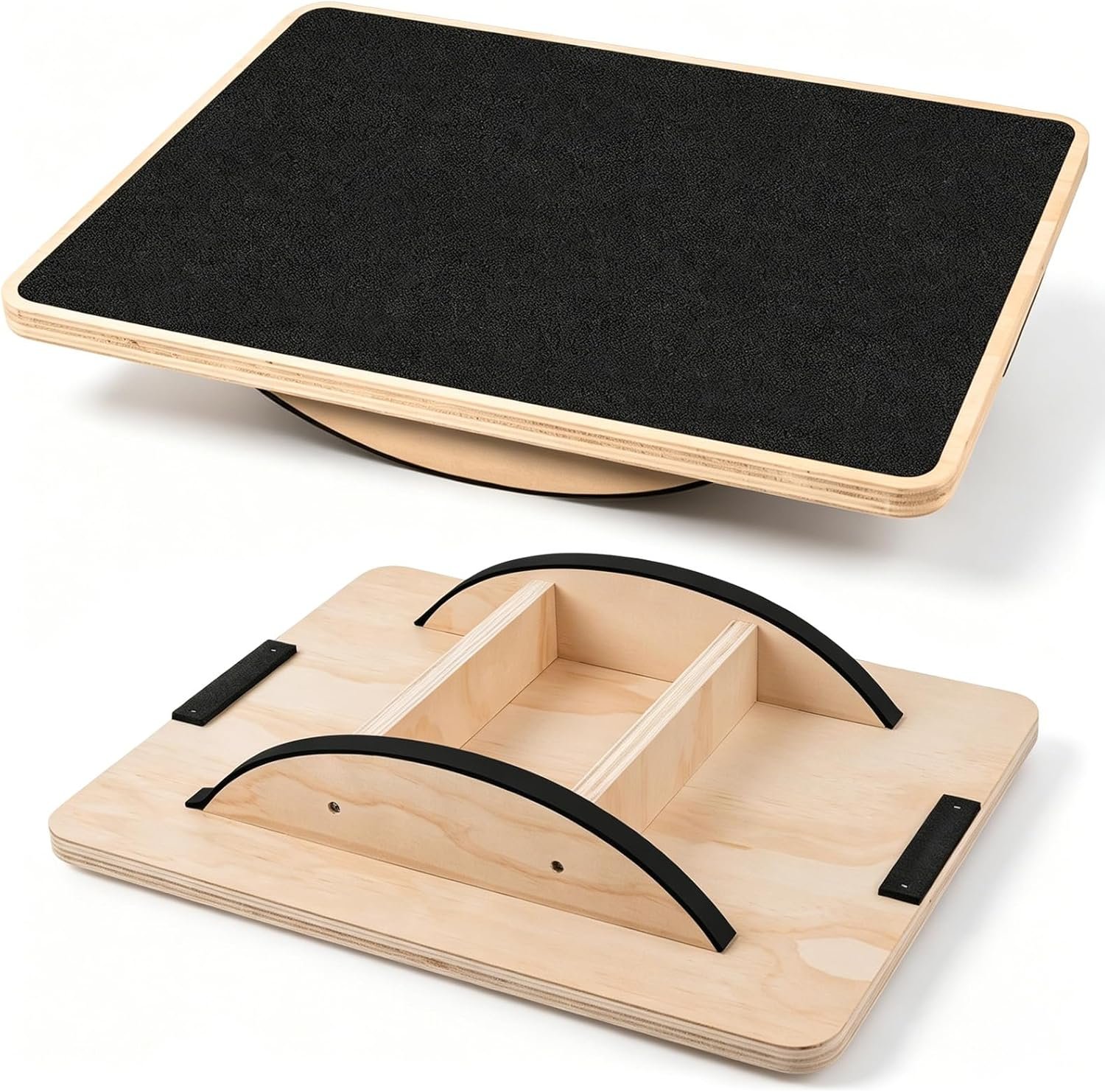 Wooden Wobble Balance Board, Anti-Slip Rocker Board for Core Strength and Balance Training, 350LBS Capacity for Home Gym Office