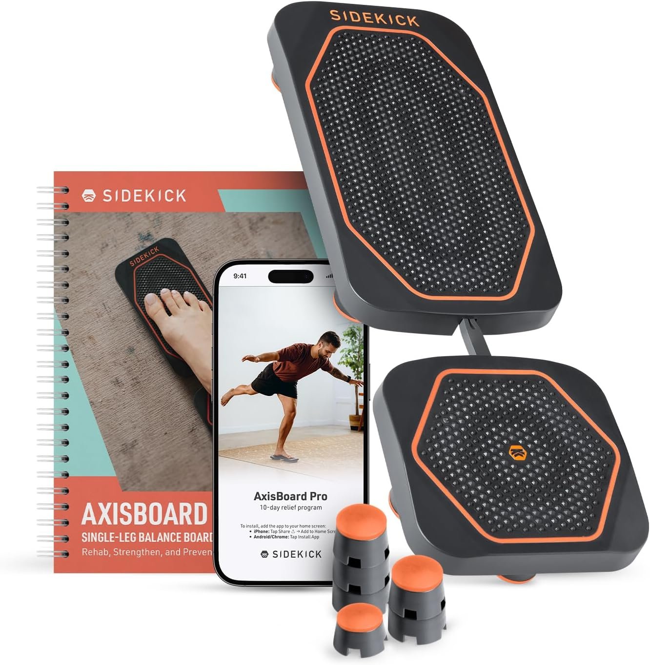 SIDEKICK | AxisBoard Balance Board for Foot & Ankle Rehab | PT Training System with Exercise Programs for Plantar Fasciitis, Achilles Pain & Ankle Sprains | Sidekick App + Guide Included