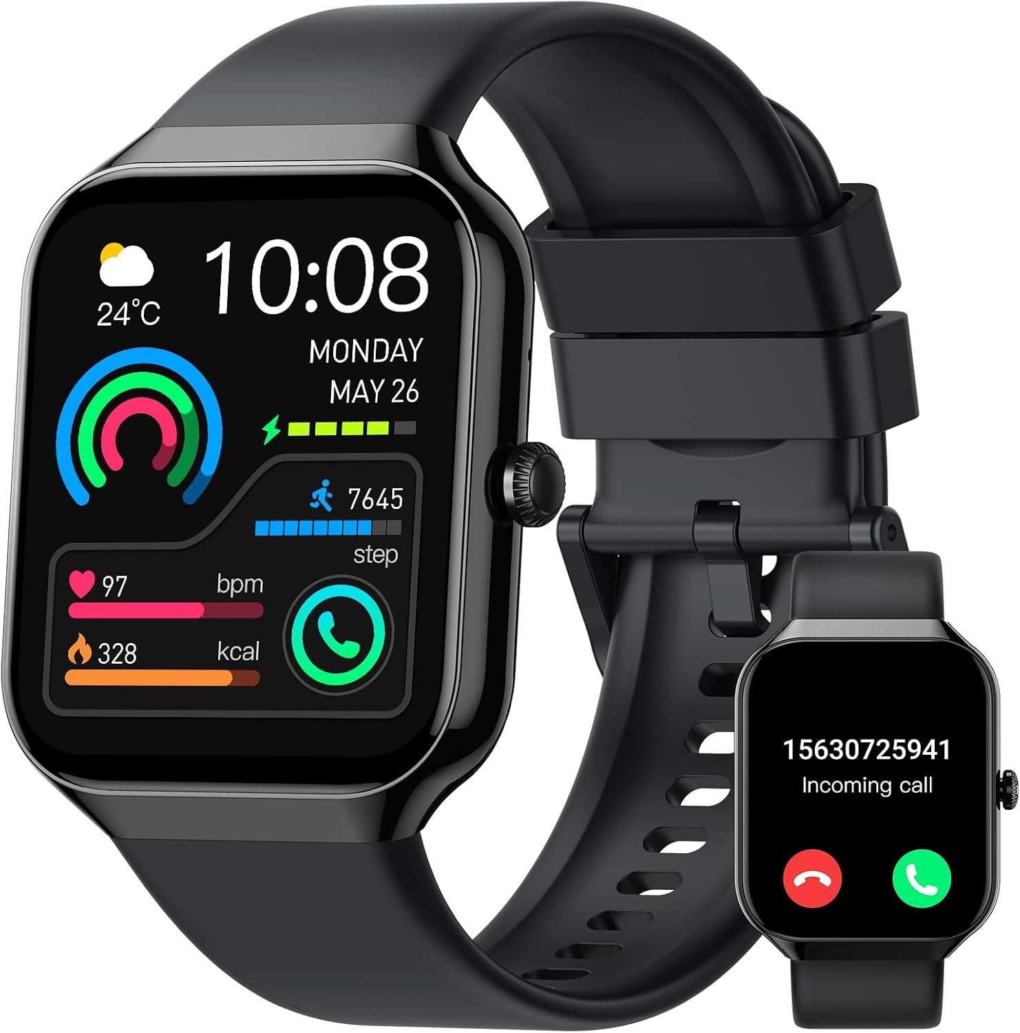 Smart Watch,1.96″HD Smartwatch for Men Women (Answer/Make Call), 2026 Fitness Activity with Heart Rate/Sleep Monitor/Step Counter, IP68 Waterproof, 113+ Sport Modes Running Watch for Android iOS Black