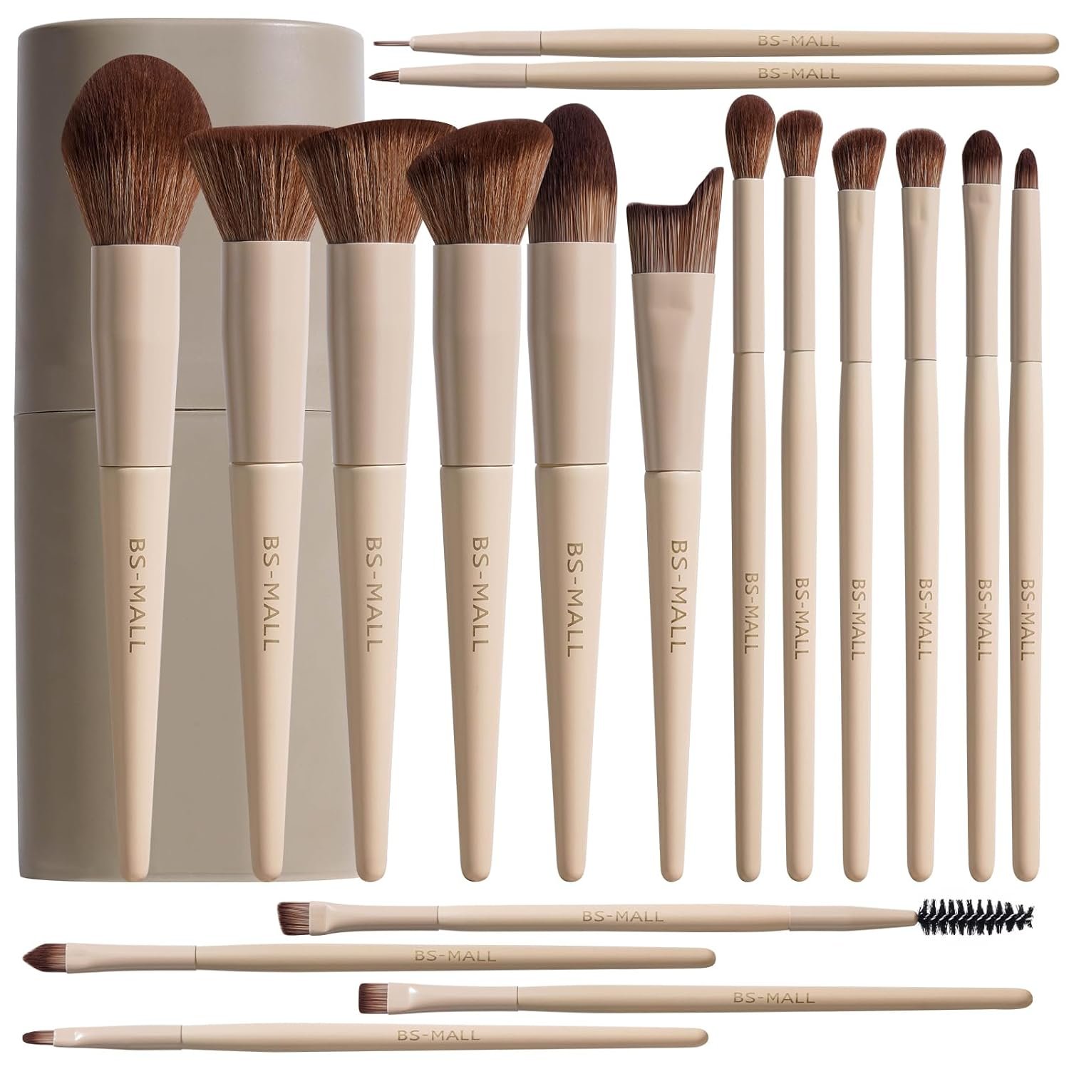 BS-MALL Professional Makeup Brush Set with Travel Case, Soft Synthetic Face & Eye Brushes for Foundation, Concealer, Powder, Blush & Eyeshadow for Beginners, Beauty Enthusiasts & Makeup Artists 18PCS