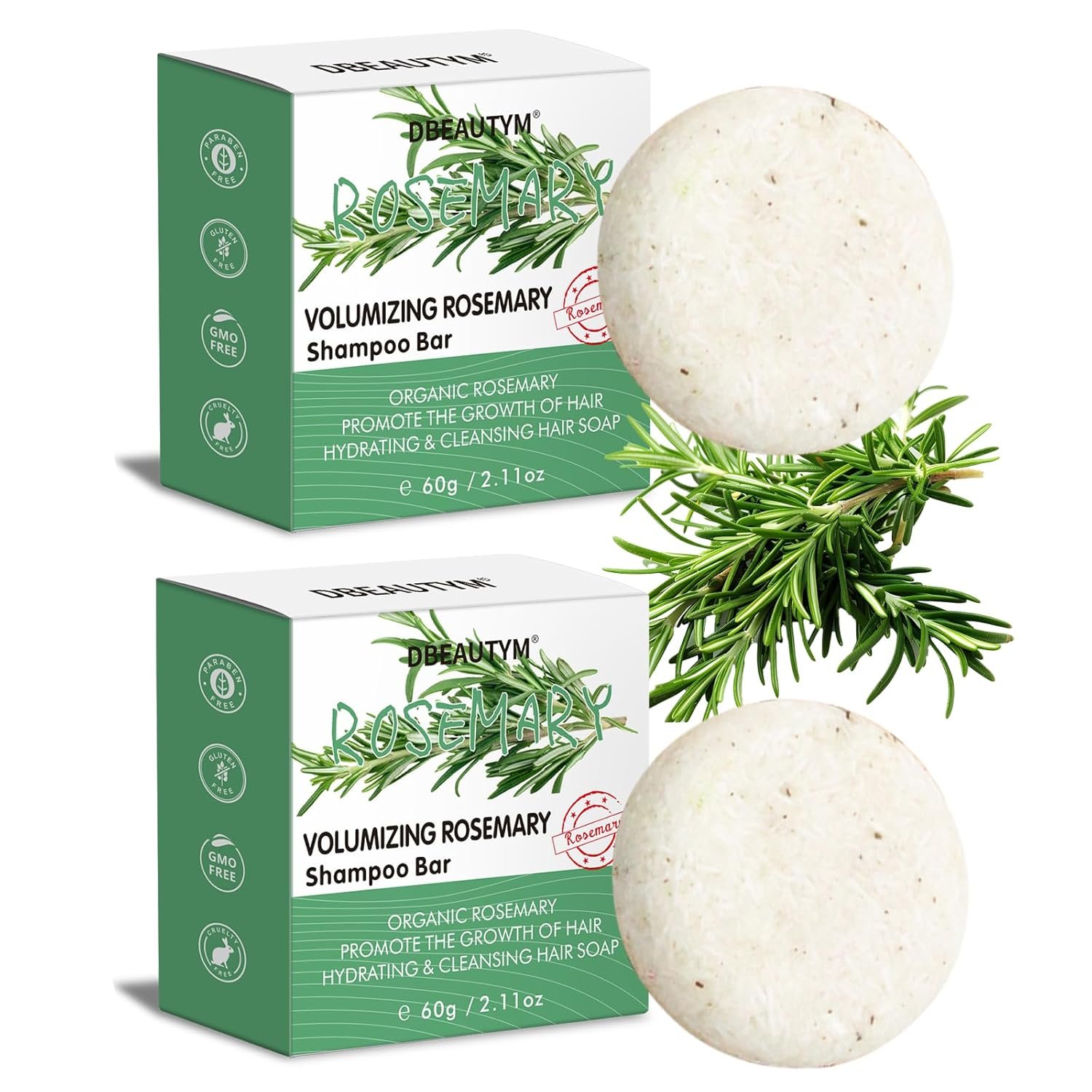 2 Pack Rosemary Shampoo Bar for Hair Growth,Deep Cleansing for Scalp Hair Loss Shampoo Soap,Organic Hair Oil Control,Solid Shampoo Bar,Refreshing and Hydrating Soap for Stocking Stuffers Women Gifts