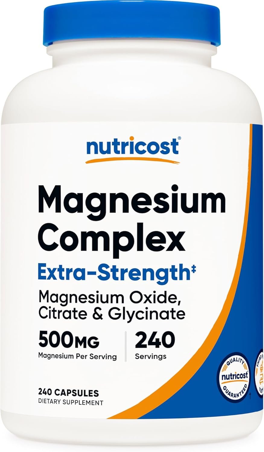 Nutricost Magnesium Complex Extra Strength 500mg, 240 Capsules – Magnesium Oxide, Citrate, and Glycinate – Gluten Free and Non-GMO