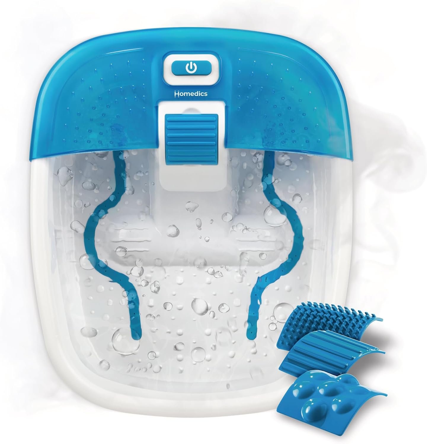 HoMedics Bubble Bliss Deluxe Foot Spa with Heat Massaging Arch, 3 Acupressure Attachments, Splash Guard, Raised Nodes Creates Bubbles, Improves Circulation, Soothe Tired Muscles