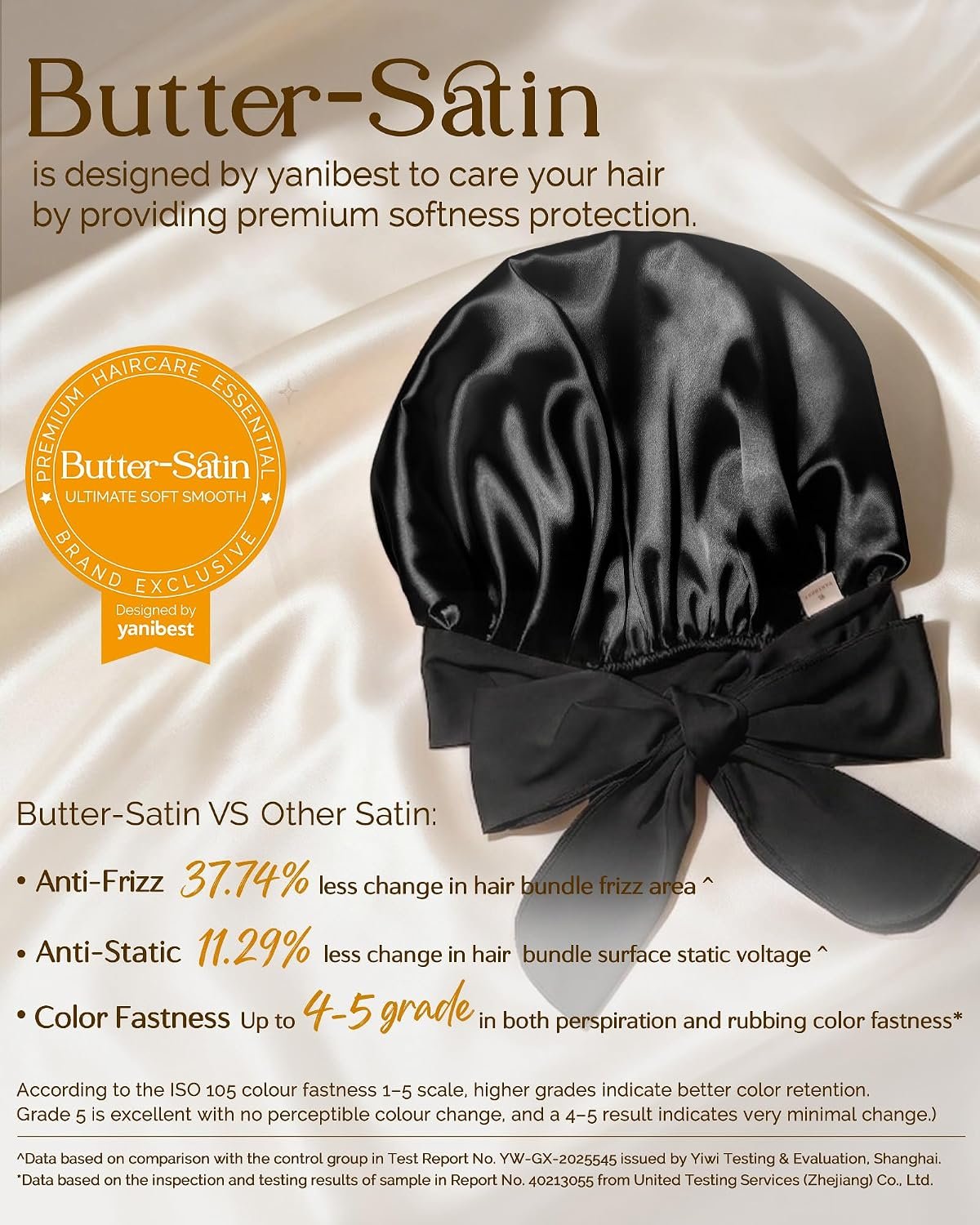 YANIBEST Adjustable Satin Bonnet for Sleeping Women Double Layer Hair Wrap Reduce Friction Prevent Frizz Natural Curly Hair