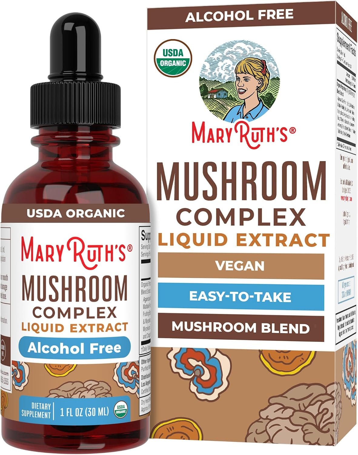 MARYRUTH’S Mushroom Complex | Lion’s Mane | Turkey Tail | Reishi Mushroom | Shiitake Mushrooms | Alcohol Free | Mushroom Blend | Organic | Non-GMO | Vegan | 30 Servings