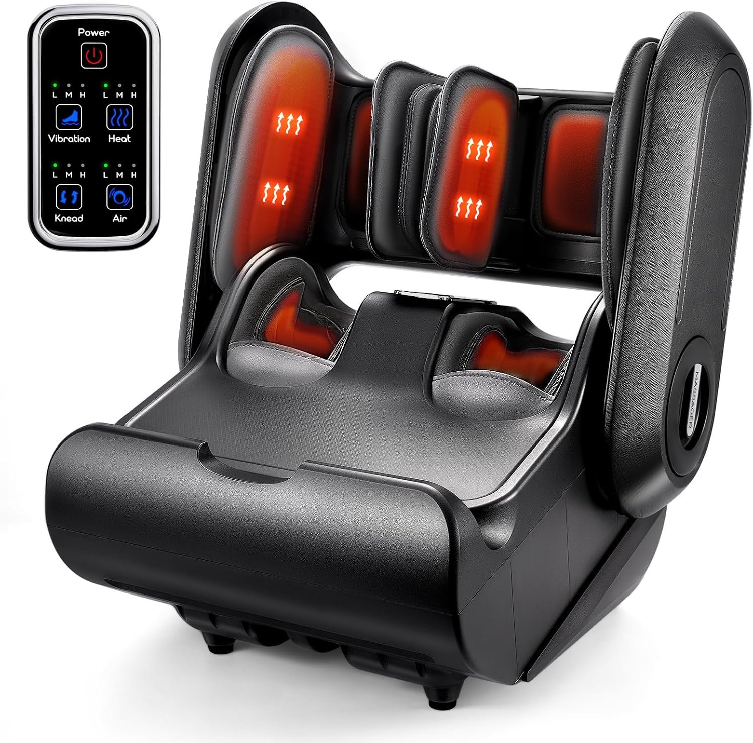 2 in 1 Shiatsu Foot Massager Machine, Foot and Calf Massager with Adjustable Heat, Deep Kneading Therapy, Vibration, Compression, for Plantar Fasciitis, Neuropathy, Gifts for Women Man, up to Size 14