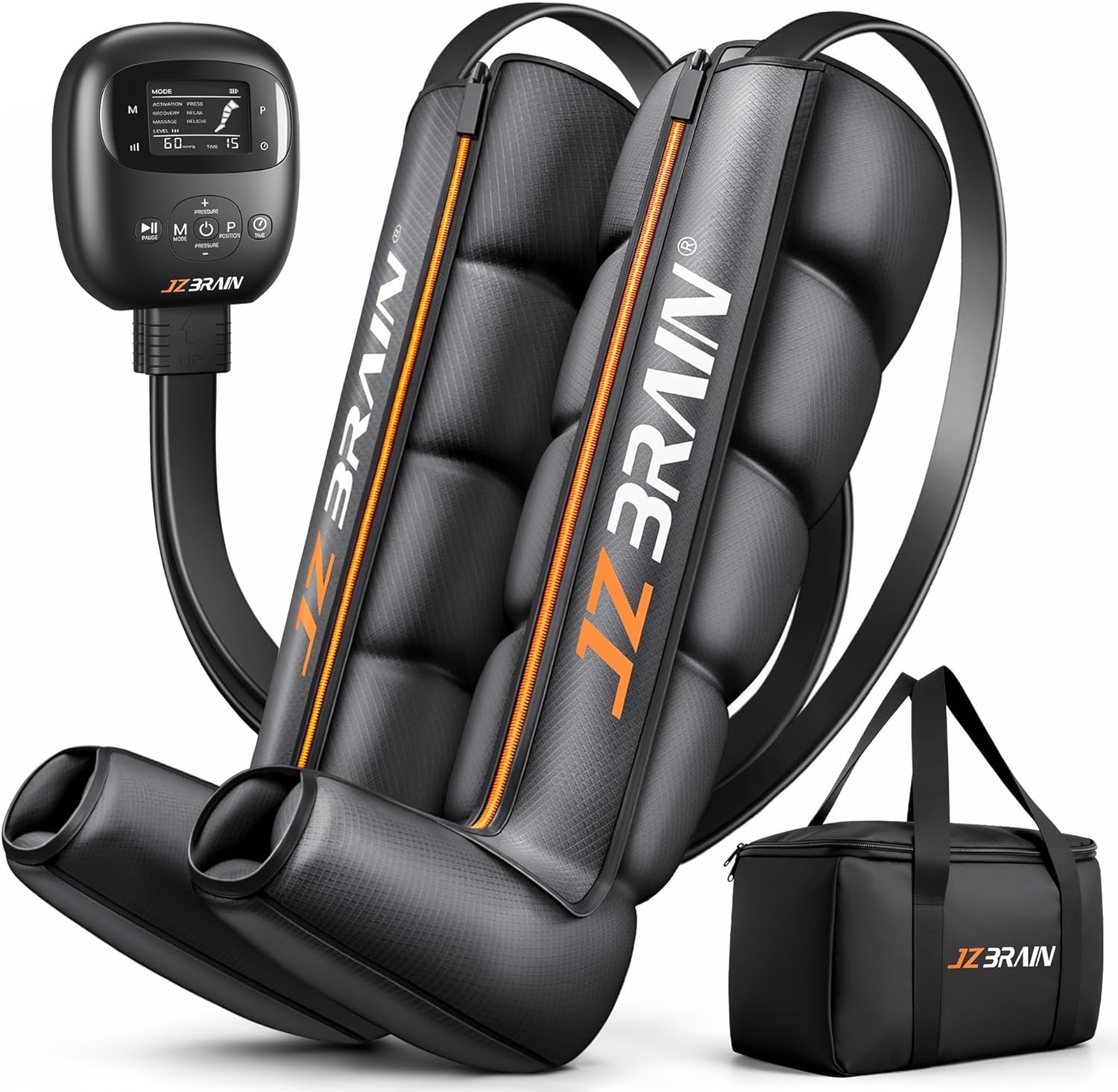 JZBRAIN Leg Air Compression Boots Massager Recovery System for Circulation | Professional Grade, Sequential Massage, Cordless and Rechargeable Use, 3500mAh, 5H Runtime, 6 Modes, 8 Intensity, Medium