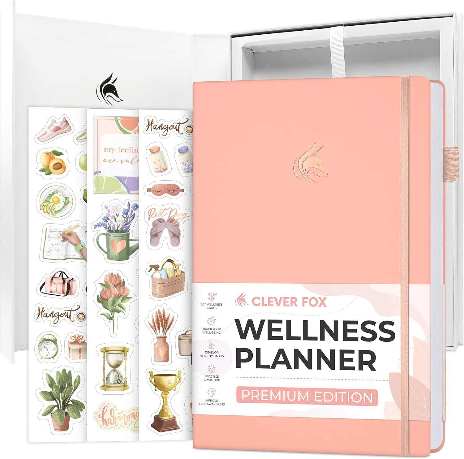 Clever Fox Wellness Planner Premium – Daily Lifestyle Journal to Support Health, Nutrition & Exercise – Healthy Living Journal with Meal, Exercise & Habit Trackers – Lasts 3 Months (Light Pink)