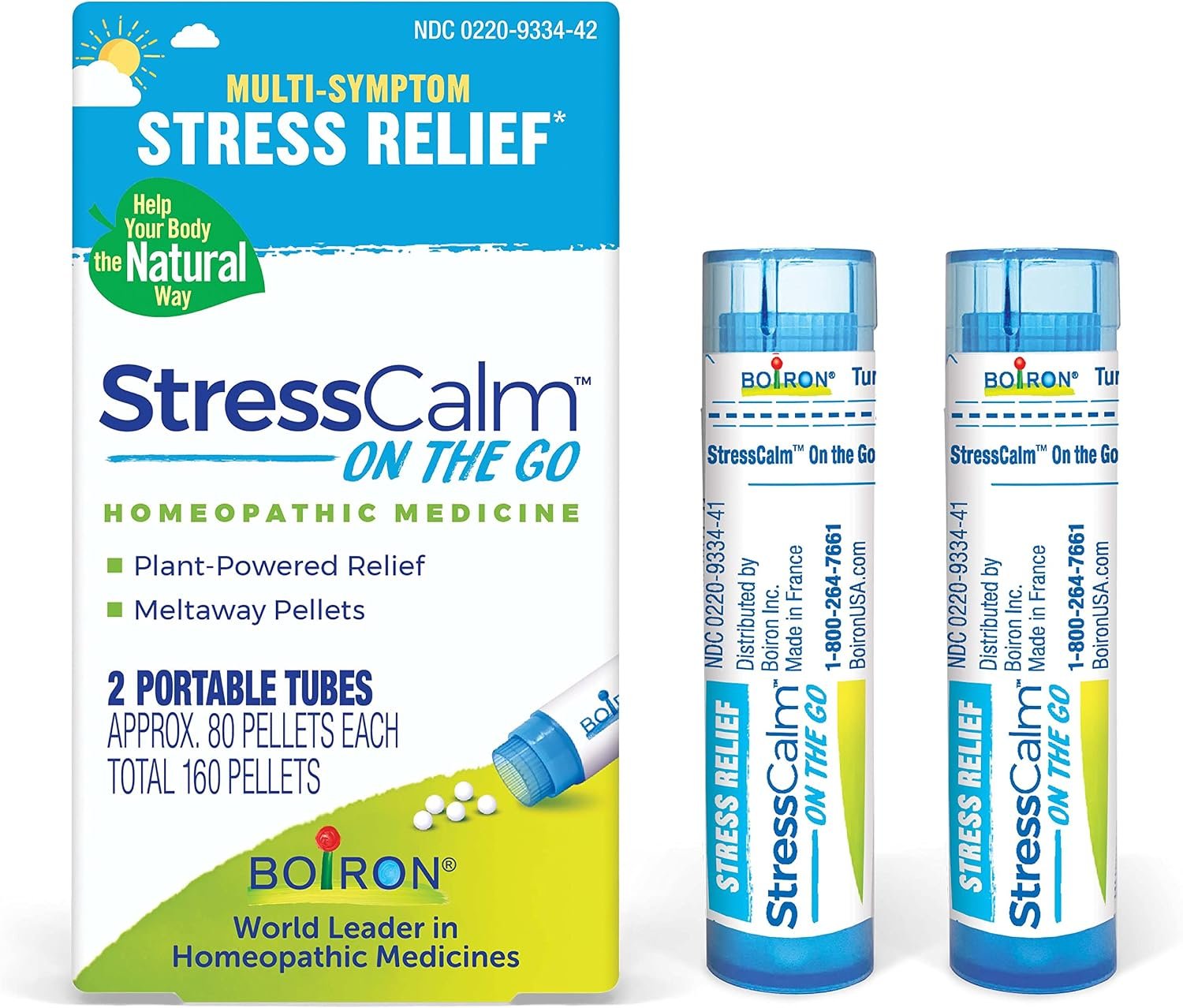Boiron StressCalm On The Go for Relief of Stress, Anxiousness, Nervousness, Irritability, and Fatigue – 2 Count (160 Pellets)