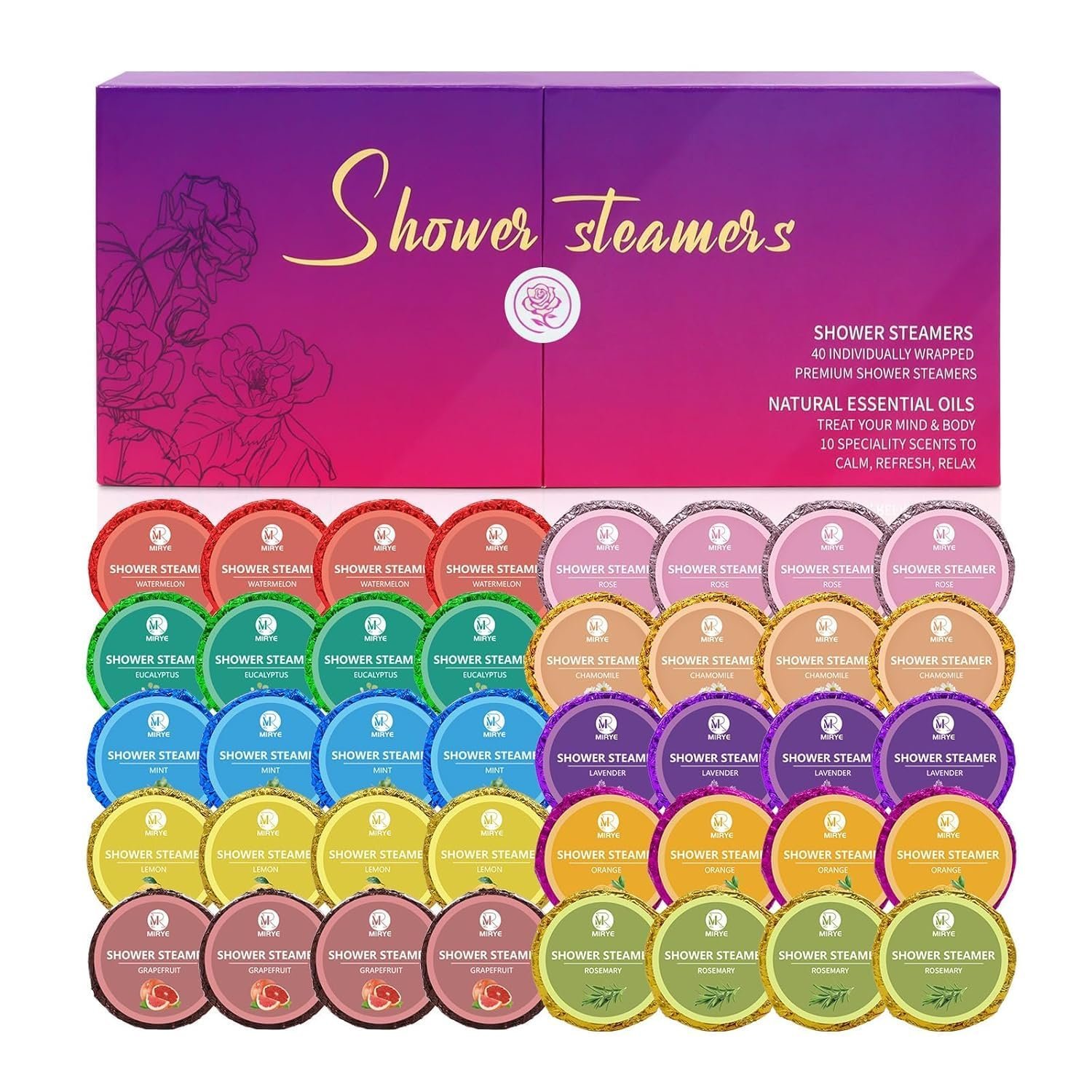 Birthday Gifts for Women, 40 PCS Shower Steamers Aromatherapy, 10 Scent Bath Bombs Organic with Natural Essential Oil, Relaxation Self Care Gifts for Women Mom Wife Sister Friend Her
