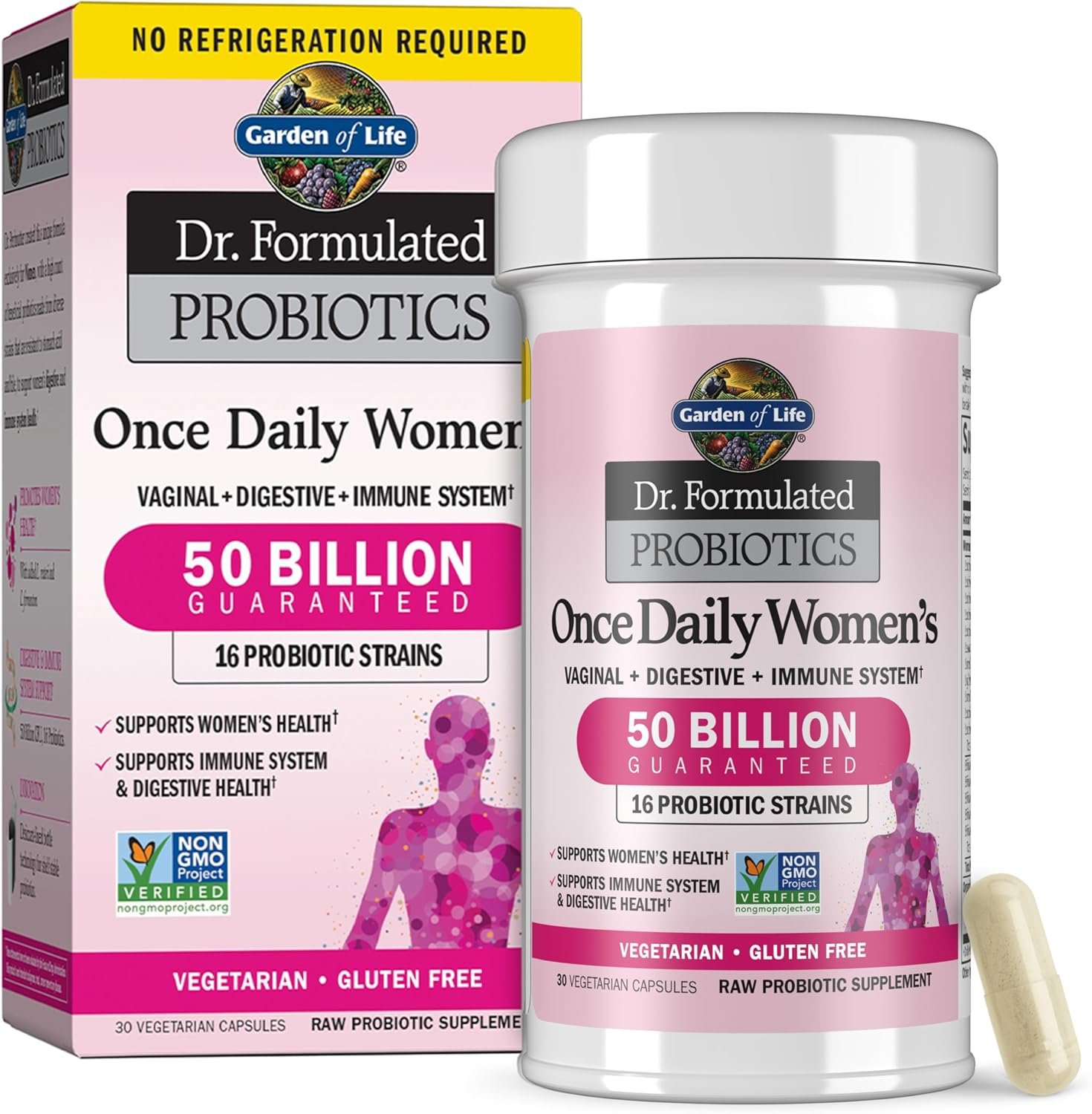 Garden of Life Dr. Formulated Once Daily Women’s Probiotics with 50 Billion CFU & Organic Prebiotics – Vaginal Health, Digestive Support, Immune Support, Dairy Free, 30 Capsules