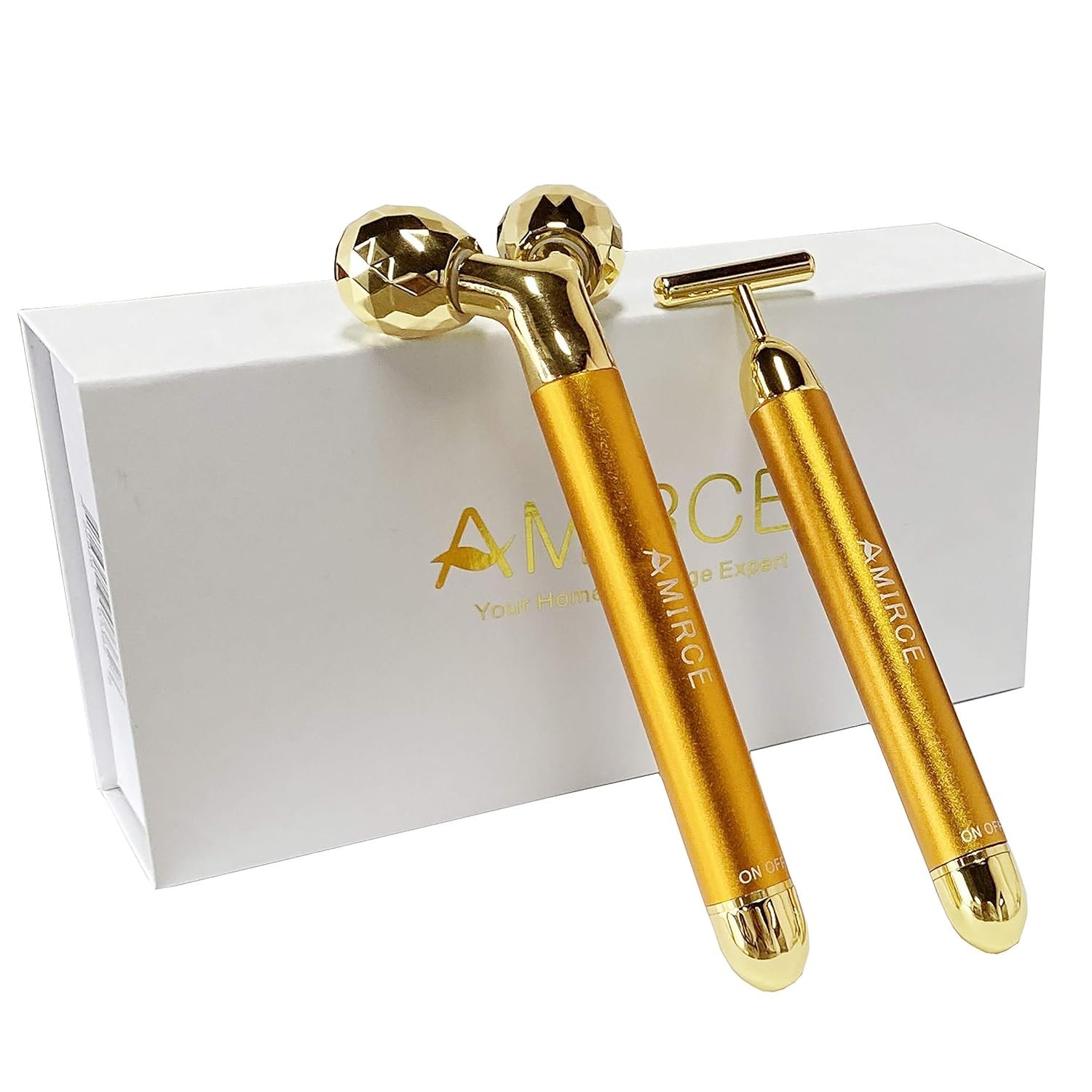 Face Massager Roller Golden 3D Roller Electric Facial Roller and T Shape Facial Roller Massager Kit Face Rollers