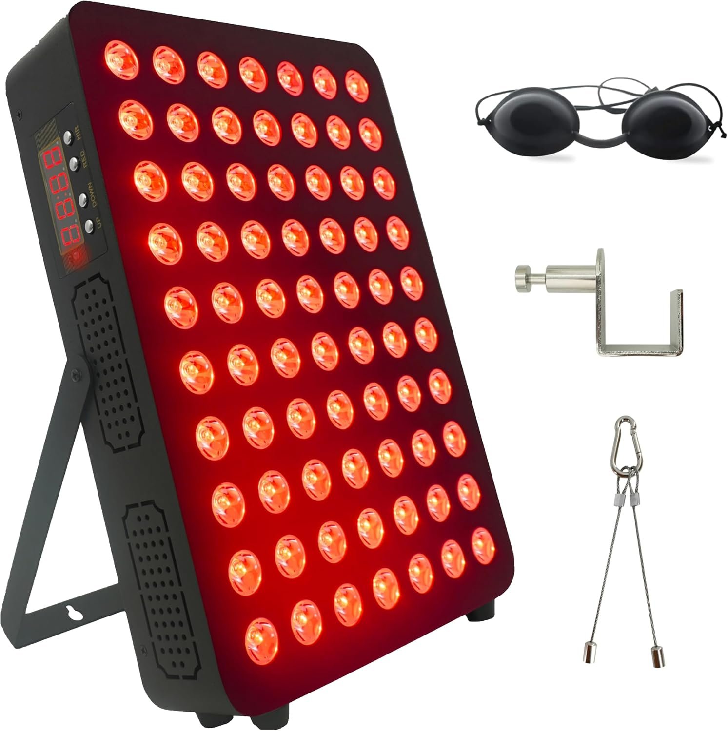 Red Light Therapy, 70 Dual Chip Red Light Therapy Panel Clinical Grade LED Device with Timer, Ideal for Body, Face, Recovery, Improve Sleep, Skin Health, 350W(Black)