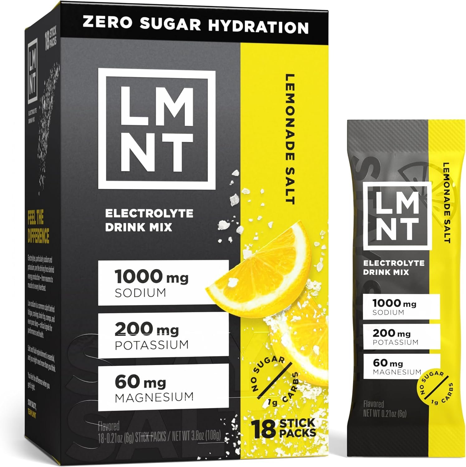 LMNT Zero Sugar Electrolytes – Lemonade | Drink Mix | 18-Count