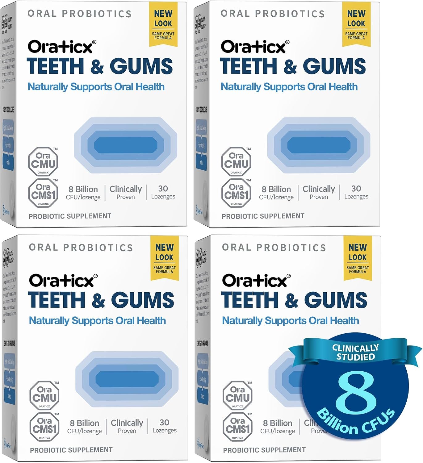 OraTicx Teeth & Gums Oral Probiotics, 8 Billion CFU – Naturally Supports Oral Health, Fresh Breath, and Immunity, Dental Probiotic Supplement, Grape Flavor 30 Lozenges 4-Pack