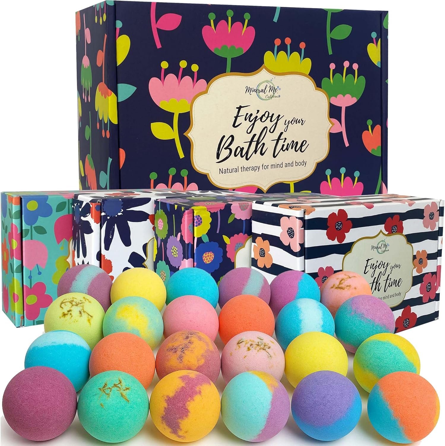 Bath Bombs for Women Gift Set – 24 Natural and Organic Bath Bombs with Essential Oils & Moisturizing Shea Butter, Spa Birthday Gift, Selfcare Gifts, Women, Teen Girls, Bridesmaid Gift