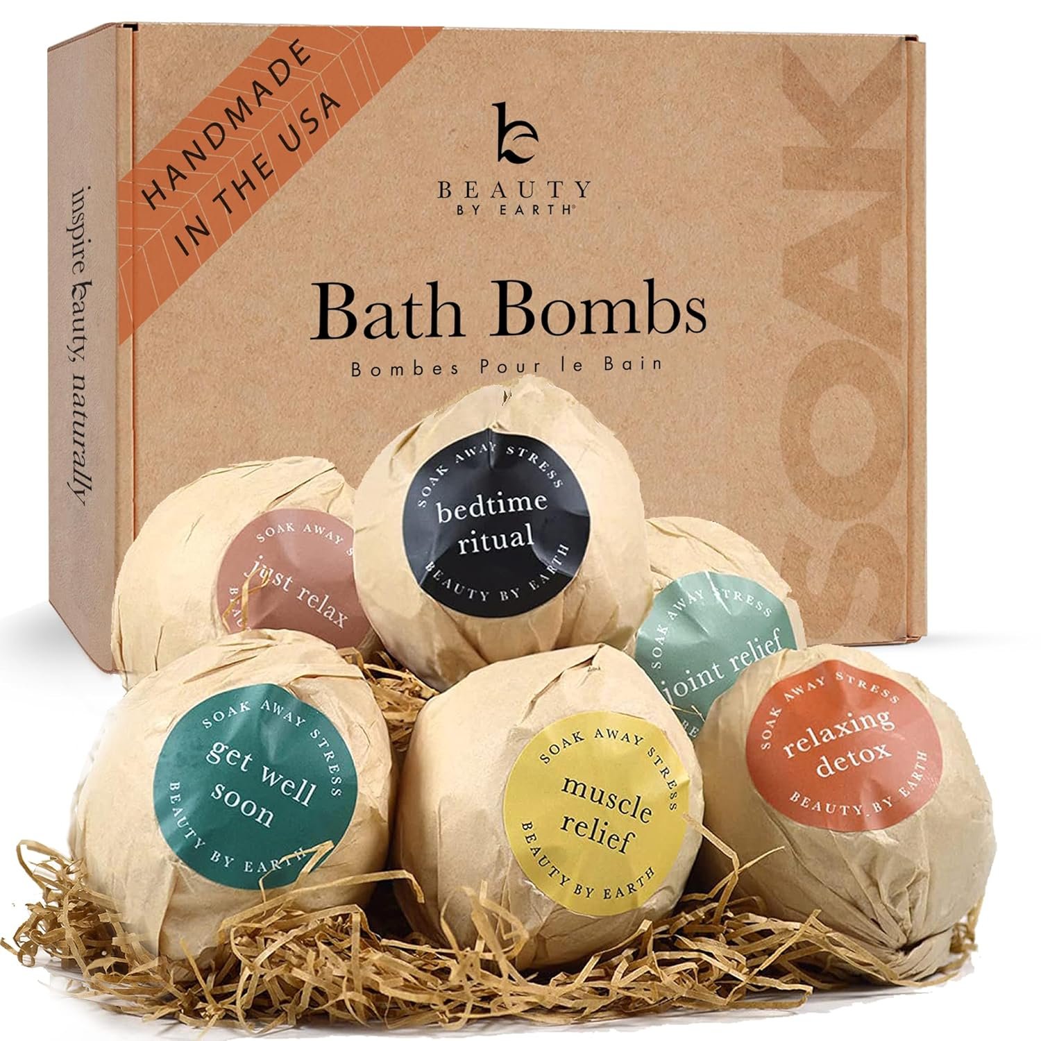 Bath Bombs Gift Set – USA Made with Organic & Natural Ingredients, Relaxing Spa Gifts for Women & Men