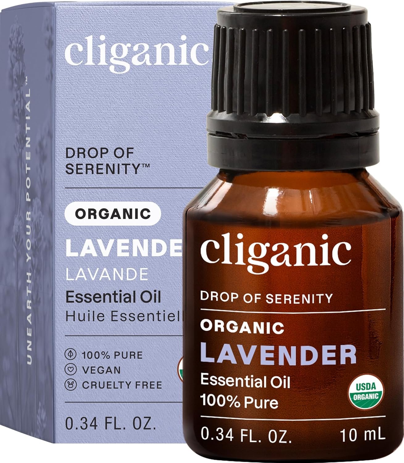 Cliganic Organic Lavender Essential Oil – 100% Pure Natural Undiluted, for Aromatherapy Diffuser | Non-GMO Verified