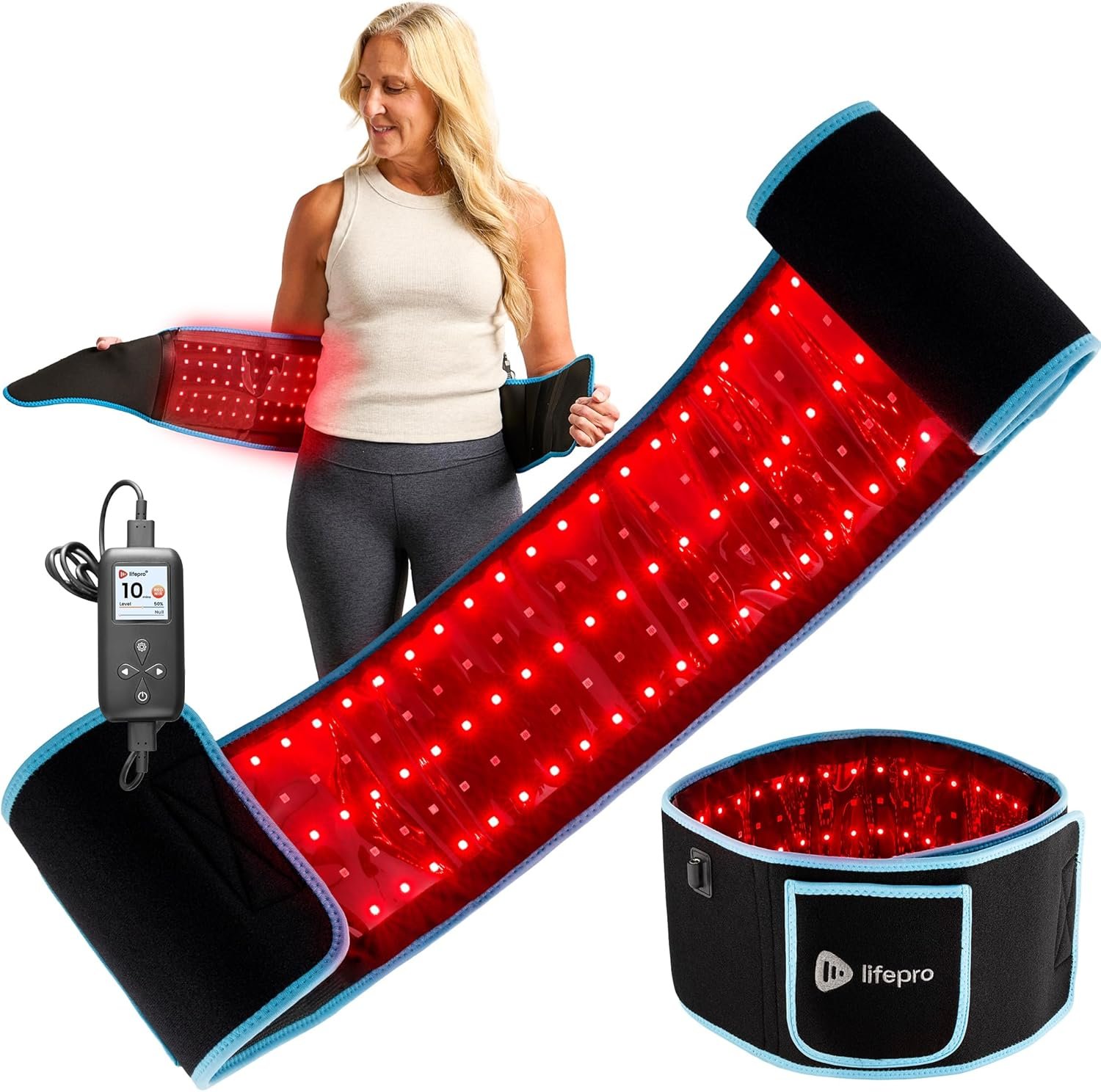 Lifepro Red Light Therapy Belt – Infrared Red Light Therapy for Body, Back Pain and Shoulder – 660nm & 850nm Near Infrared Heating Pad – Adjustable & Portable for Wellness & Relaxation