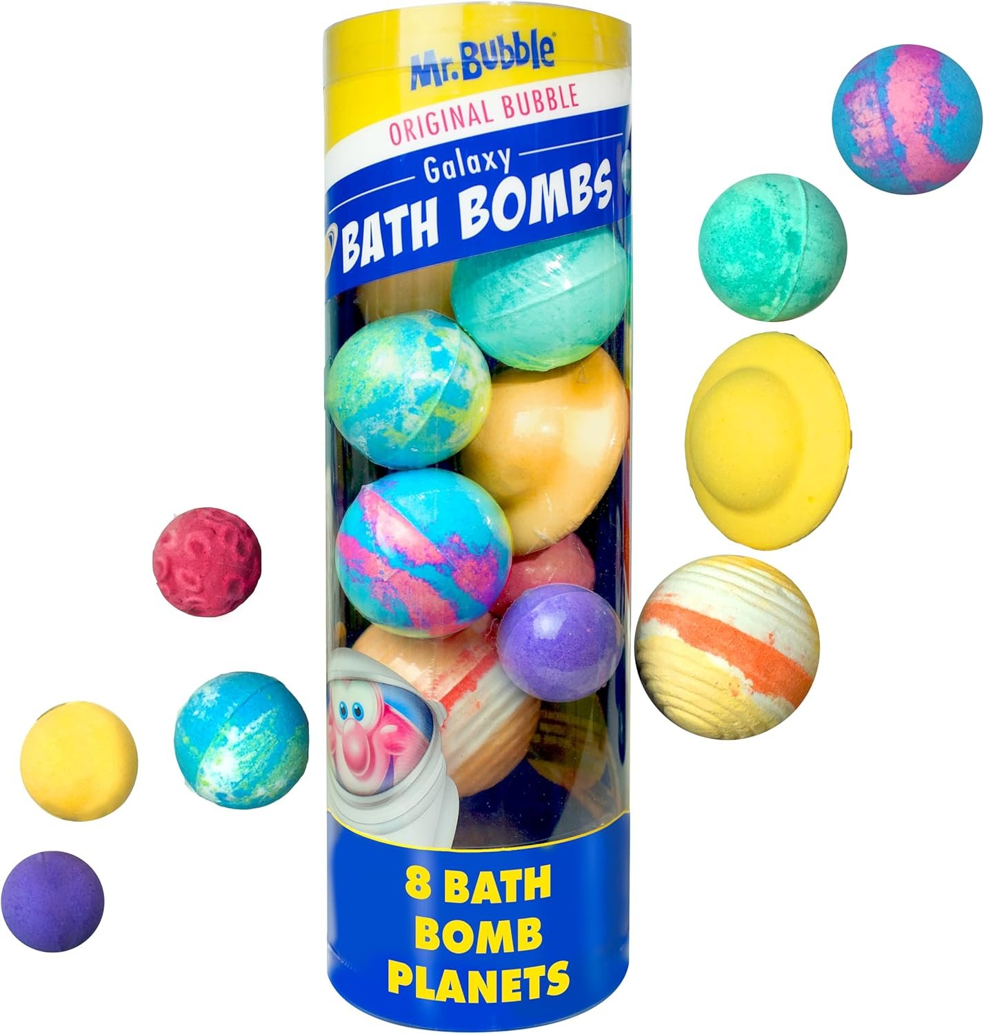 Mr. Bubble Galaxy Bath Bombs, Signature Bubble Gum Scent, Set of 8 Different Bath Bomb Planets