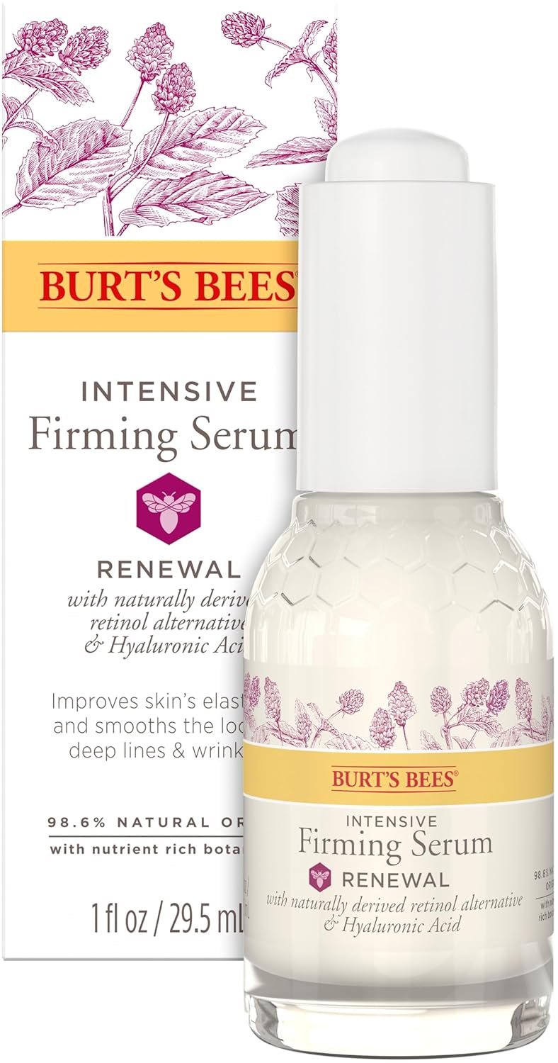 Burt’s Bees Renewal Intensive Firming Serum With Natural Retinol Alternative and Hyaluronic Acid, Powerful Anti-Aging Ingredients, 98.6 Percent Natural-Origin Skin Care, 1 fl. oz. Bottle