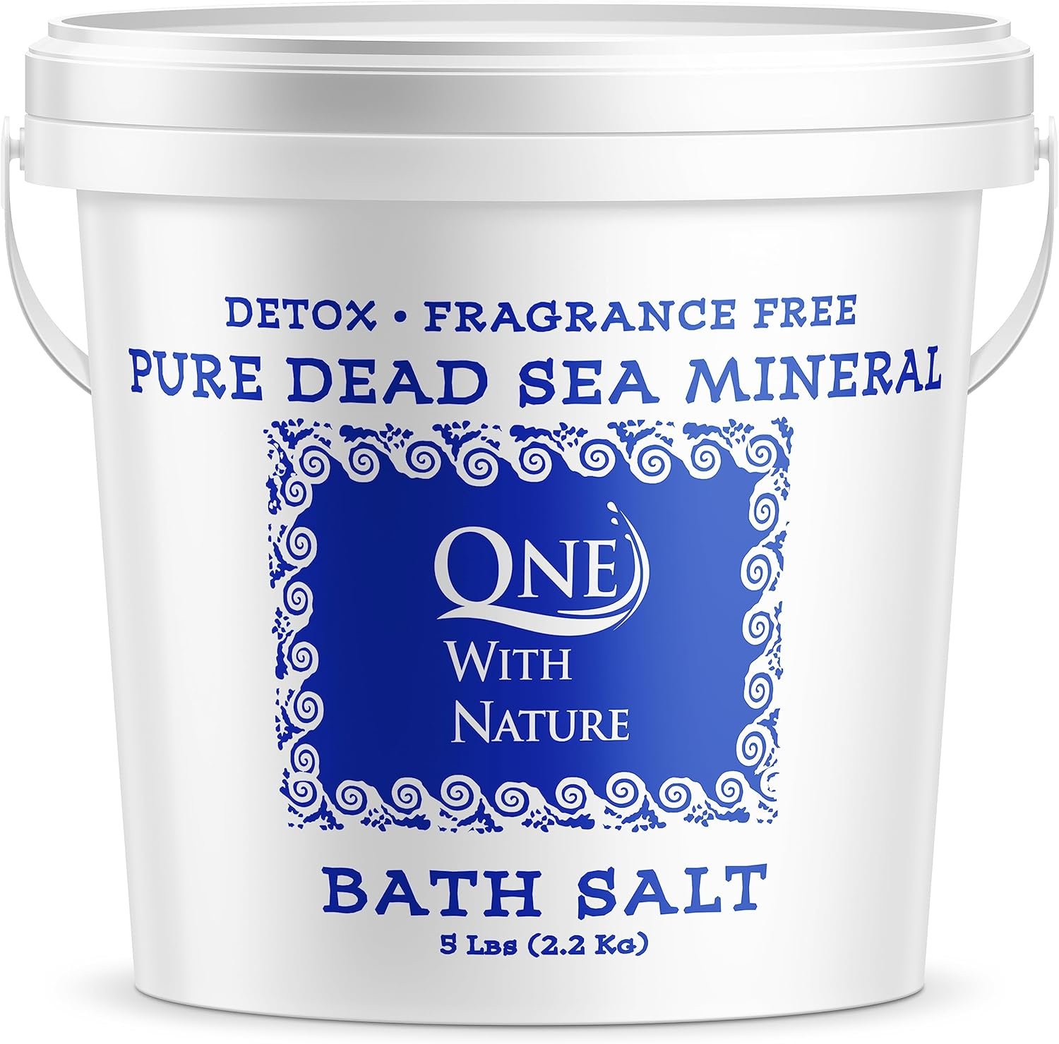 One with Nature 100% Dead Sea Bath Salt for Soaking – 5LB Unscented with High Mineral Content, Magnesium, Sulfur, Zinc, Potassium. Skin Nourishing and Exfoliating. Resealable and Recyclable Container
