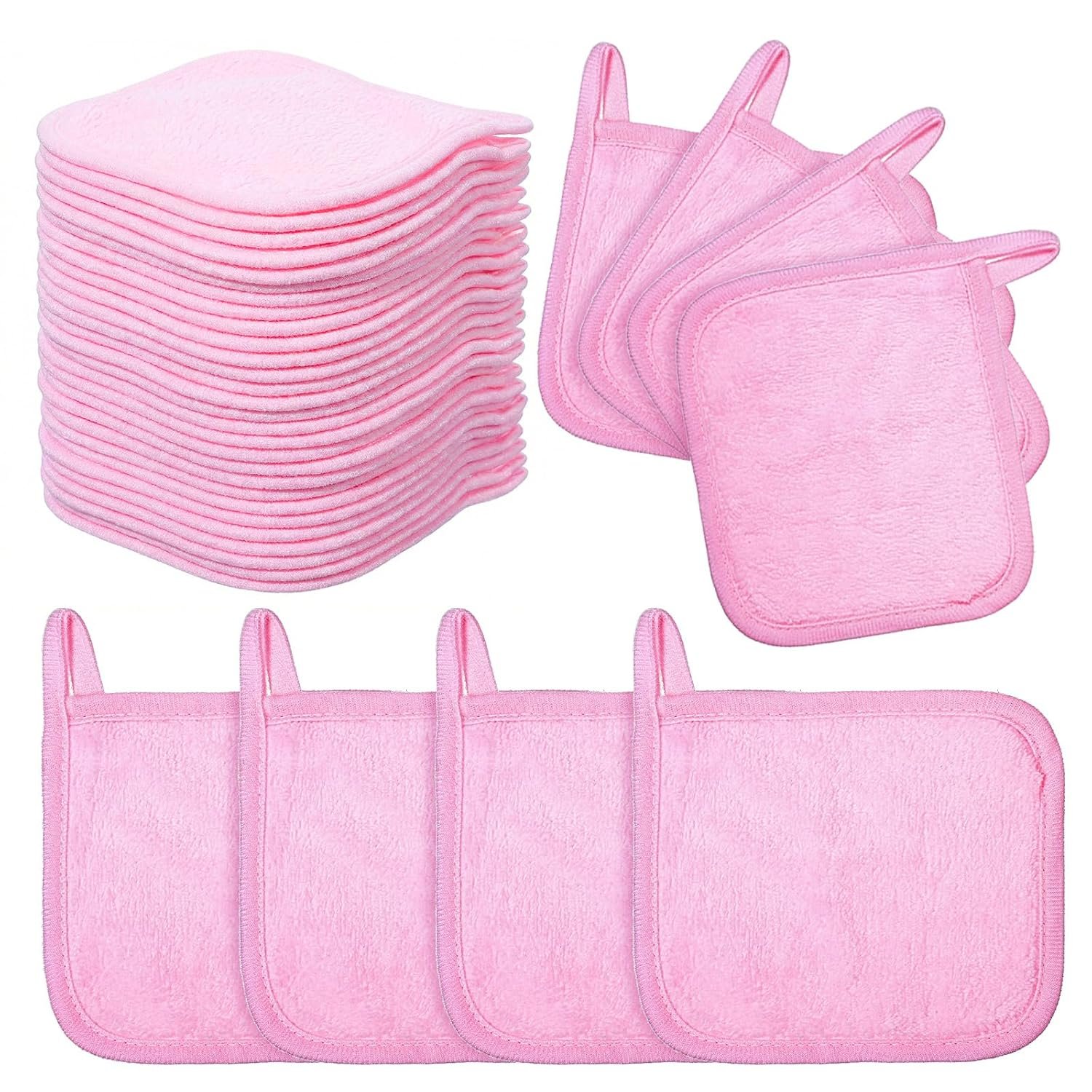 50 Pcs Makeup Towels Reusable Face Cloths Washable 4.7×5.1 Inch Soft Microfiber Makeup Cloths for Gentle Cleansing Travel Skincare