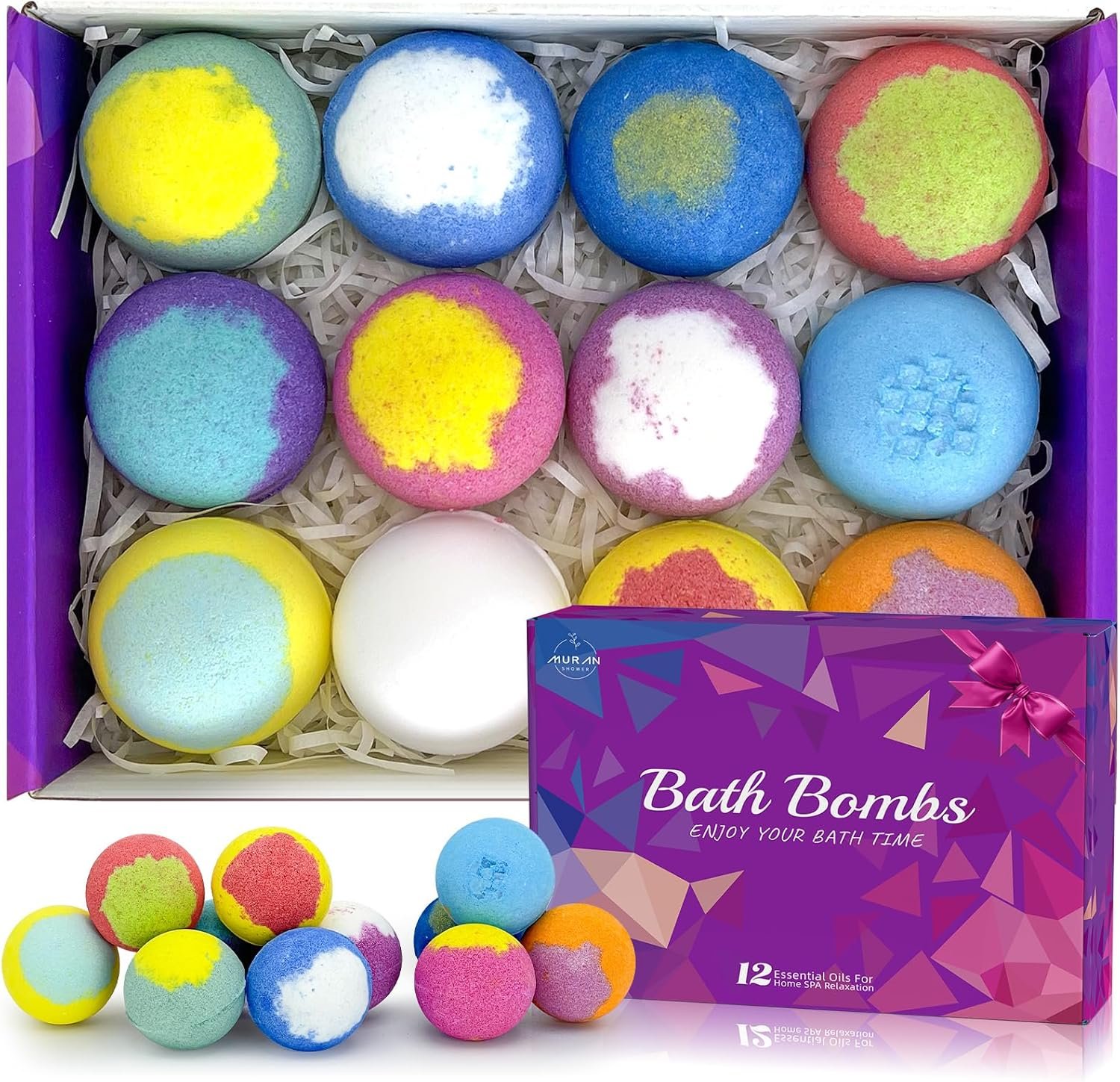 Bath Bombs for Women Gift Set 12 Pack Natural Relaxing Bath Bombs for Her，Aromatherapy Bubble Bath & Fizzy, Fathers Day Handmade Birthday Gifts for women Mom Gifts idea For wife/Teens, girlfriend,Kids