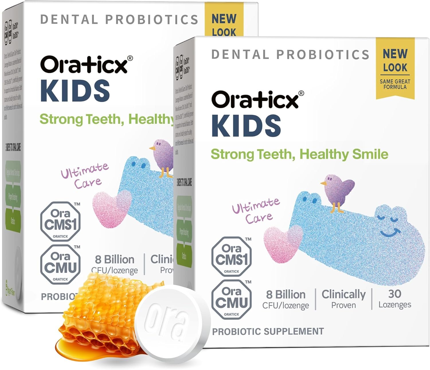 Oratcx Kids Dental Probiotics for Strong Teeth, Healthy Smile, 8 Billion CFU Probiotics for Oral Health, Yogurt Flavor 2-Pack