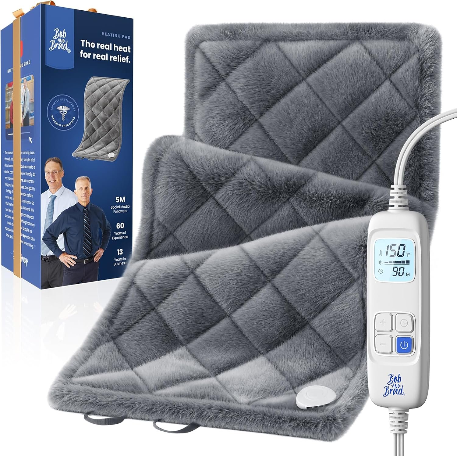 BOB AND BRAD Far Infrared Weighted Heating Pad for Back, Neck & Shoulder Comfort, FSA-HSA Eligible 12″x24″ Electric Heated Pad Wrap with Hands-Free Strap, Moist Heat & Auto Off, Gift for Mom Women Men