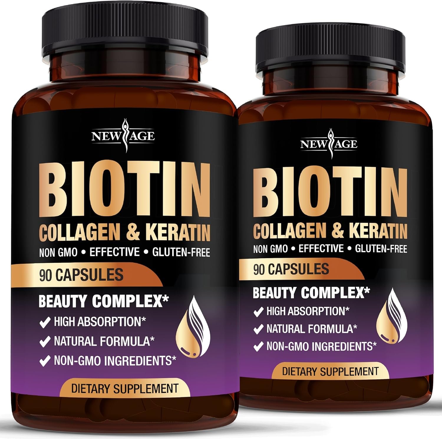 NEW AGE Biotin Collagen Keratin Hyaluronic Acid – 50,000mcg Hair Growth Vitamins for Men and Women, Nails, Hair, Skin Vitamins and DHT Blocker with Vitamin E Folic Acid Pumpkin Seed MSM- 180 Count