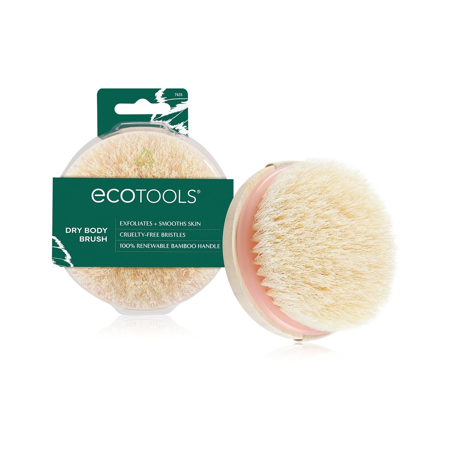 EcoTools Dry Body Brush, Cruelty-Free Bristles Exfoliate & Smooth Skin, Dry Brushing Removes Flaky Skin, May Help Improve Circulation & Tone, Vegan & Cruelty-Free, 1 Count