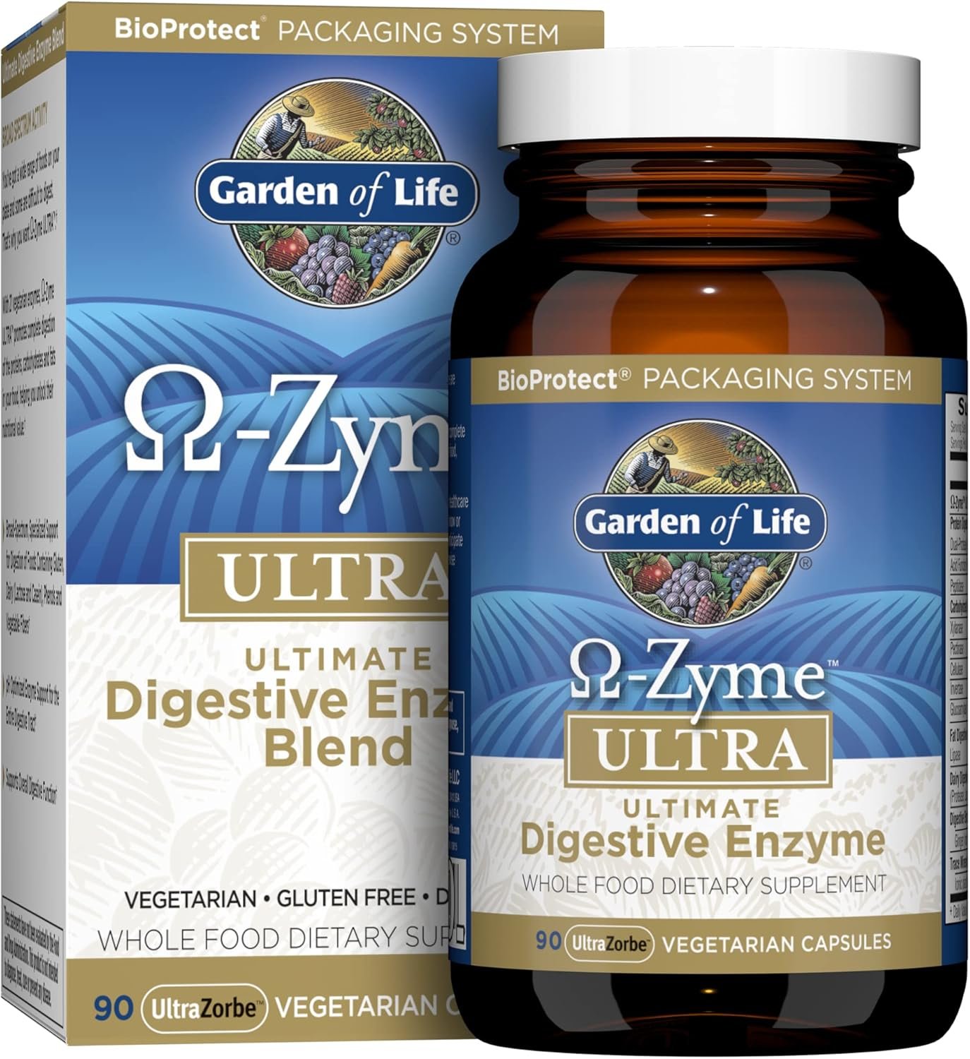 Garden of Life 21 Powerful Digestive Enzymes with Papain, Bromelain, Lipase, Plus Ginger and Turmeric – Omega-Zyme Ultra, Enzymes for Digestion Dietary Supplement, Vegetarian, 90 Capsules