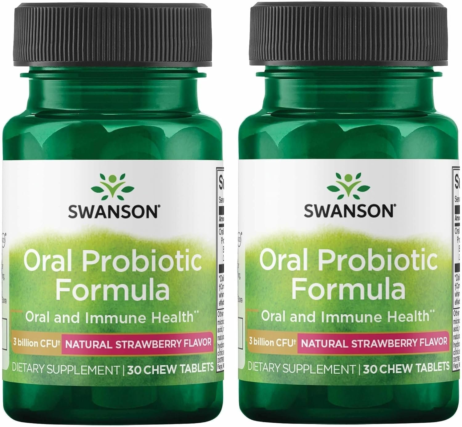 Swanson Oral Probiotic Formula with BLIS K12 for Adults Seeking Oral, Respiratory, and Immune Health Support – Natural Strawberry Flavor (30 Chewable Tablets, 2 Pack)