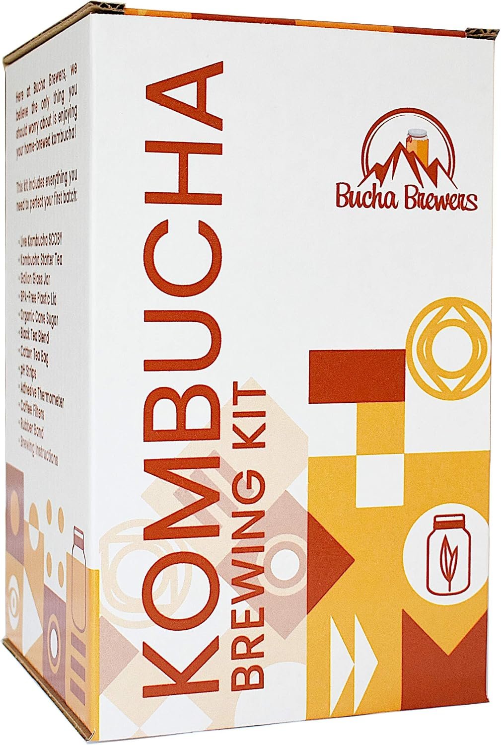 Kombucha Starter Kit with Everything to Brew Kombucha at Home. Kombucha Brewing Kit with SCOBY, Starter Tea, Organic Sugar, pH Strips, Thermometer Strip, Instructions, & More