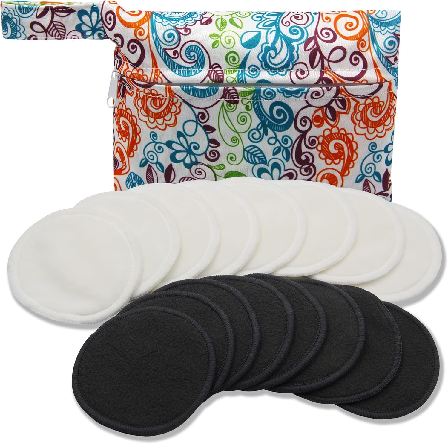 Pinowu Reusable Makeup Remover Pads (16pcs Pads + Carry Bag + Wash Bag), Washable Eco-Friendly Cotton Rounds Face Wipe for All Skin Types