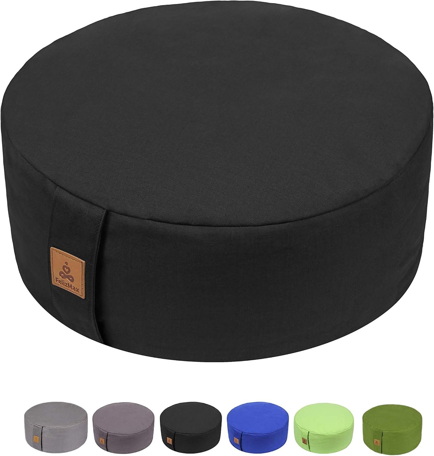 Zafu Buckwheat Meditation Cushion,D=13″/16″ H=5.5″,Round Zabuton Meditation Pillow,Yoga Bolster Kneeling Pillow Premium Yoga Pillow for Sitting on Floor Zippered Cotton Cover